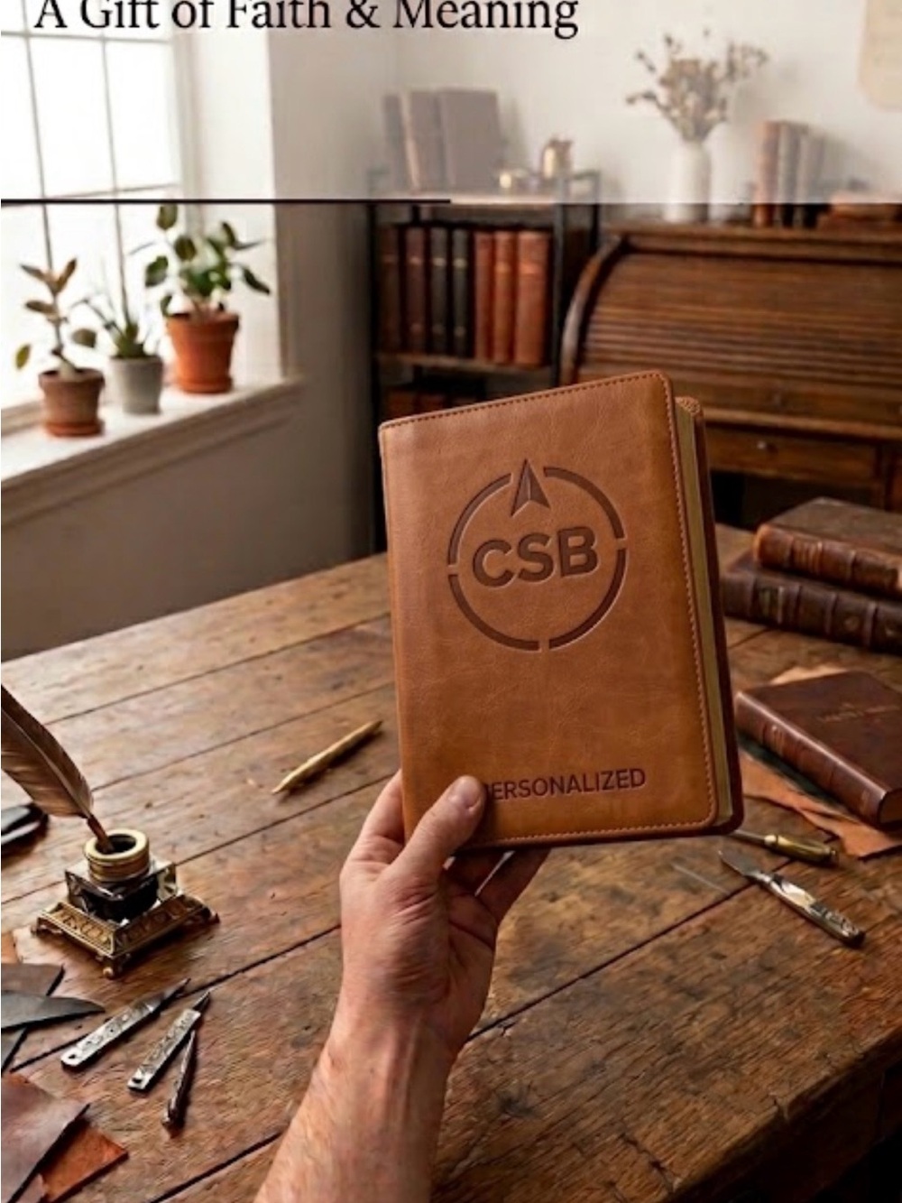 Personalized Leather bible brown
